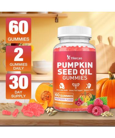Yikecao Pumpkin Seed Oil Gummies Pumpkin Seed Oil Supplement with Saw Palmetto for Hair Growth Youthful Skin & Prostate Health Non-GMO Gluten Free Vegan Sugar Free Raspberry Flavor 60 Count - Buy Online on GoSupps.com