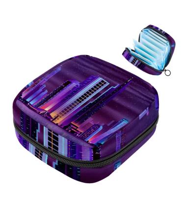 Modern City Women's Binding Pocket Night Landscape Large Menstruation Cup bags with zipper periodic inserts bags storage panty liners tampons for girls and women