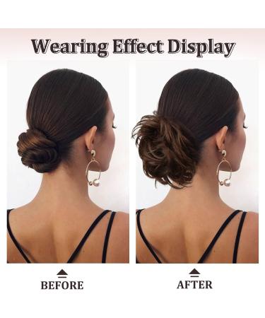 RUWISS Claw Clips in Messy Bun Hair Piece 100% Human Hair Buns Wavy Curly Clip Chignon Hair Extensions Tousled Updo Hair Buns Human Hair Scrunchie with Clip for Women(Dark Brown & Gold Bronze) 1 Count (Pack of 1) Dark Brown & Gold Bronze - Buy Online on GoSupps.com