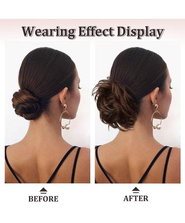 Chocolate Brown with Light Golden Blonde Highlights Real Human Hair Claw Clip Messy Bun Extension for Women - Buy Online on GoSupps.com