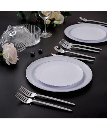 SUT 150Pcs Heavy Duty Silver Plastic Cutlery Set - 50 Forks, 50 Spoons, 50 Knives - Ideal for Parties, Weddings, Disposable Utensils - Buy Online on GoSupps.com