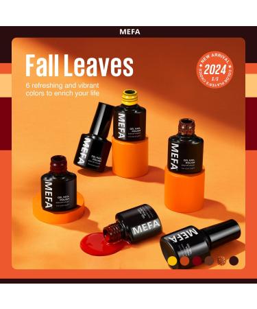 MEFA Gel Nail Polish Set 6 Colors Autumn Gel Nail Polish Glitter Orange Brown Red Gel Polish Set Soak Off UV Gel for Salon Home DIY for Women Yellow Brown - Buy Online on GoSupps.com