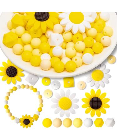 Cossika DIY accessories 121 pieces flower shape silicone pearls babies round shape care teething pearl sets DIY bracelet keychain toy accessories