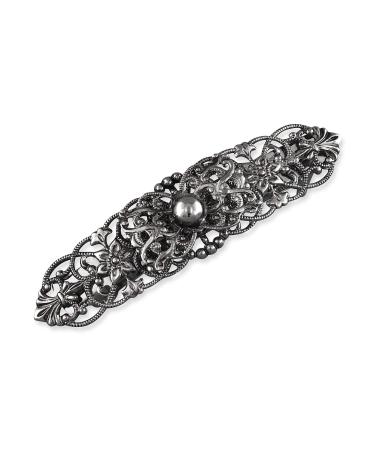 Rivelle ladies traditional hair clip 6.8 cm hair accessory vintage wedding metal silver