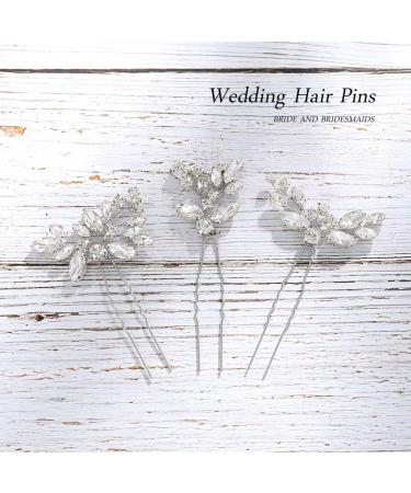 Jakawin Crystal Bride Wedding Hair Pins - Silver Bridal Flower Hair Accessories for Women - HP130 - Buy Online on GoSupps.com