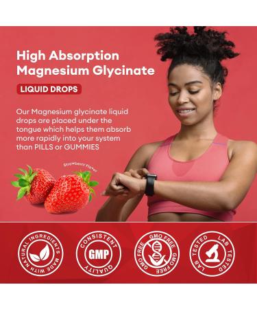 2 Pack Magnesium Glycinate Liquid Drops with Threonate, Fiber, Bromelain & Vitamins - Promotes Nerve & Bowel Health - Strawberry Flavor - Buy Online on GoSupps.com