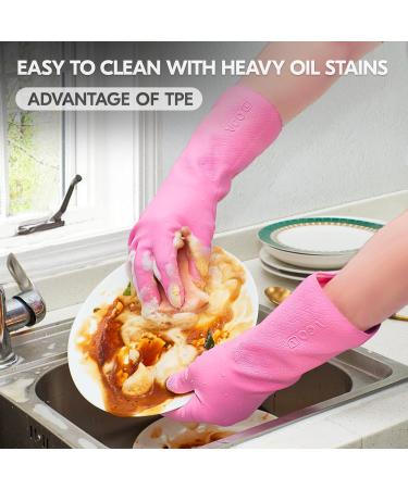 Vgo Heavy Duty Cleaning Gloves | Lined Nylon Household Gloves | Thicker Antislip Washing Up Gloves | Latex Free | Reusable | for Kitchen, Bathroom, Gardening, Painting | Flower Flavor | 1 Pair Large (Pack of 1) - Sweet Pink - Buy Online on GoSupps.com