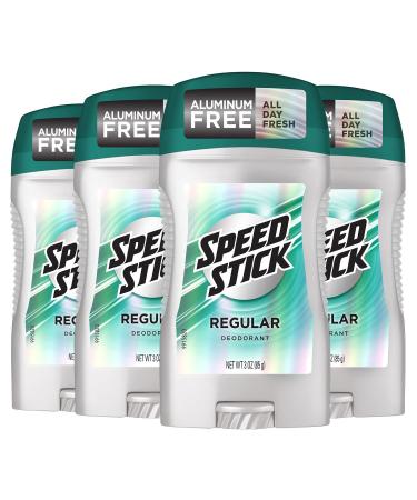 Speed Stick Deodorant for Men, Regular , 3 Ounce (Pack of 4) Regular 3 Ounce (Pack of 4)