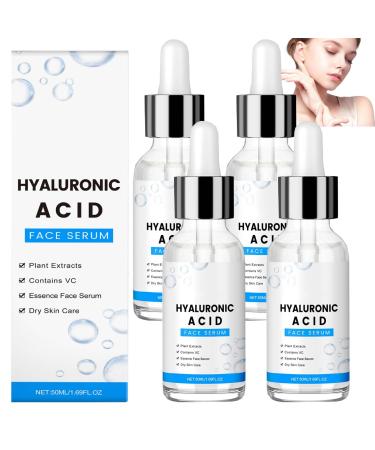 JASUBAI Hydrating Hyaluronic Acid Serum with Vitamin C Anti-Aging Plumping Brightening Face Serum for Men and Women Moisturising Anti-Wrinkle Suitable for Sensitive Dry and Dull Skin (4Pcs)