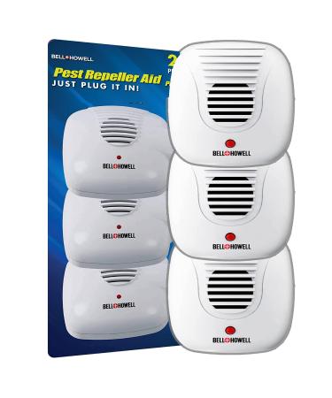 Bell + Howell Ultrasonic Pest Repeller Home Kit (Pack of 3), Ultrasonic Pest Repeller, Pest Repellent for Home, Bedroom, Office, Kitchen, Warehouse, Hotel, Safe for Human and Pet 3 Count (Pack of 1)