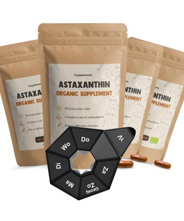 Cupulated - 4 bag Astaxanthin 60 capsules - Bio - 160 mg per capsule - 5% extract - no tablets 12 mg 6 mg or powder - supplement - Superfood - Astaxanthin - Astaxanthin 12 pieces (5 Pack)
