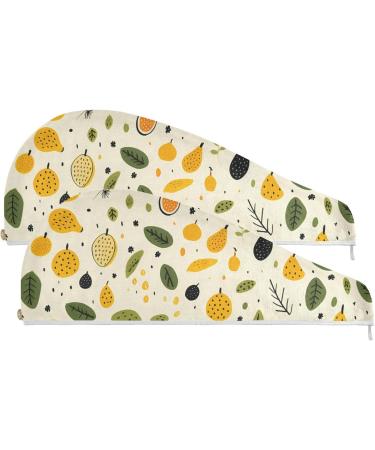 Super Absorbent Pears Leaves Hair Towel 2 Pack | Quick Dry Turbans for Women & Girls | Perfect Hair Drying Solution - Buy Online on GoSupps.com