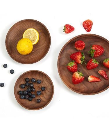 Fruit Tray Whole Wood Acacia Plate Round Sushi Plate Dessert Fruit Bread Plate Soup Tableware Set Kitchenware (Size : X-Small) - Buy Online on GoSupps.com