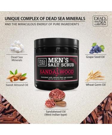 Dead Sea Collection Sandalwood Salt Body Scrub for Men - 23.28 OZ with Pure Oils & Minerals - International Shipping Available - Buy Online on GoSupps.com