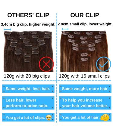 120g 7pcs Clip in Hair Extensions 14 Chocolate Brown/Caramel Blonde #4/27/4 - Buy Online on GoSupps.com