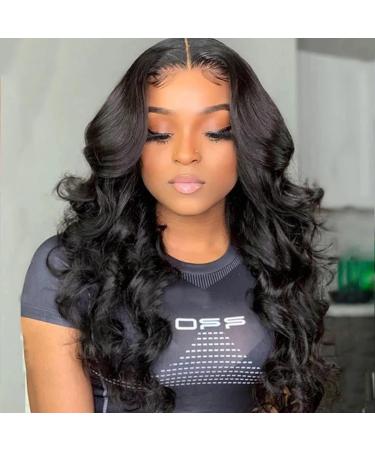 ISEE Hair Body Wave Human Hair Wigs for Black Women 250% Density Grade 9A Brazilian Virgin Hair Body Wave 4x4 Lace Closure Wigs Pre Plucked with Baby Hair Natural Color (20Inch) 20 Inch BLACK
