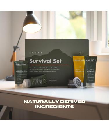 ManCave Men's Gift Set Gift Idea for Men 6 Natural Products Shower Gel Shampoo Cleanser Scrub and Face Moisturiser Natural Vegan Men's Gift Made in England - Buy Online on GoSupps.com