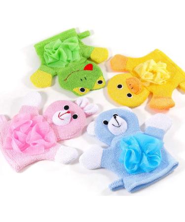 Kids Bath Loofah Sponge Set - Non-toxic, Skin-friendly Terry Cloth Bath Mitts (Cartoon Rabbit/Duck/Bear) - Pack of 3 - Buy Online on GoSupps.com
