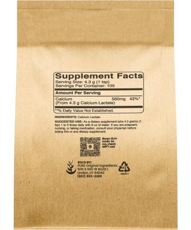 Pure Original Calcium Lactate (1lb) - Non-GMO Electrolyte Supplement - 1 Count (Pack of 1) - Buy Online on GoSupps.com