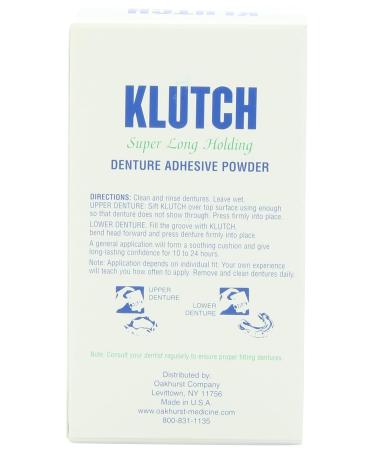 Klutch Denture Adhesive Powder 1.75 Ounces - Secure & Long-Lasting Hold - Buy Online on GoSupps.com