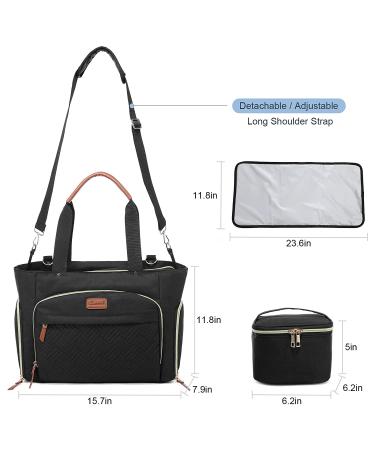 LOVEVOOK Breast Pump Bag Set - Tote Diaper Bag with Laptop Pocket, Cooler Bag, and Changing Pad for Breastfeeding Moms | Fits Spectra, Medela, Elvie - Black - Buy Online on GoSupps.com