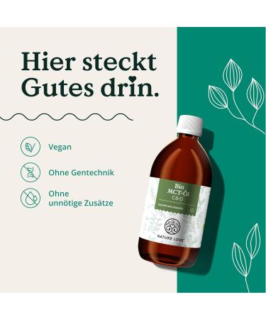 Nature Love Bio MCT Oil C8 - 500ml | 100% Organic Coconut Oil for Keto Diet | Taste & Odor-Neutral | Vegan Exogenous Ketone - Buy Online on GoSupps.com