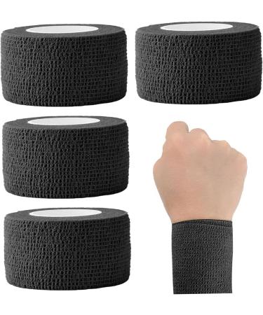 4 PCS Self Adhesive Bandage Wrap Breathable Non-woven Wrist Tape Stretch Elastic Bandage Vet Wrap for Sports Supply Black 177 * 1inch Outdoor Items - Buy Online on GoSupps.com