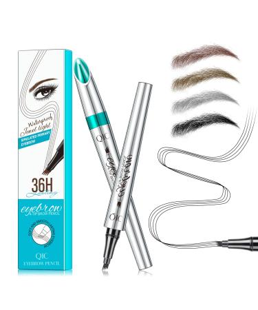 Eyebrow Pencil - Long Lasting Waterproof Long Lasting Fork Tip Tattoo Eyebrow Pen for Natural Hair to Defined Brows (Black)