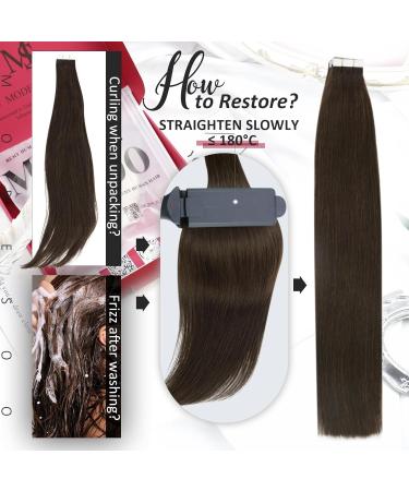 Moresoo Tape Extensions | Real Remy Hair #4 Dark Brown Invisible Tape-in Extensions | Seamless 25 cm | 20 Pieces 30g - Buy Online on GoSupps.com