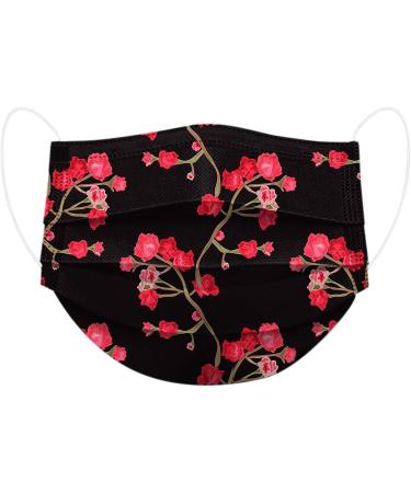 10PC Disposable Face_Masks Flower Print 3 Ply Breathable Face_Cover Flower Women Fashion Face Covering Protections Multicolor-1 As shown - Buy Online on GoSupps.com