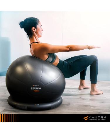 Exercise Ball Chair with Resistance Bands & Stability Base | Black 65cm Yoga Ball for Fitness, Pregnancy, Pilates | Home Gym & Office Workouts | Physio & Birthing Support - Buy Online on GoSupps.com