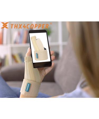 Thx4Copper Adjustable Thumb and Wrist Orthosis - Breathable Stabilizer for Tendinitis & Arthritis Relief - L/XL Beige - Buy Online on GoSupps.com