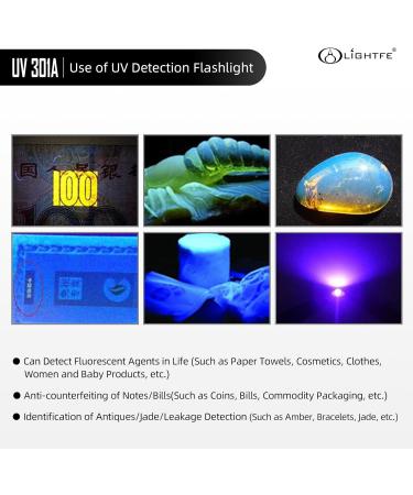 Lightfe UV Flashlight UV301A - 395NM High Performance UV Black Light for UV Glue Mineral Glow Detection & Pet Urine Spotting - International Shipping Available - Buy Online on GoSupps.com