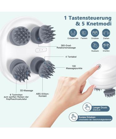 Ankilo Electric Head Massager - Wireless 8 Kneading Heads IPX7 Waterproof Scalp & Full Body Massage Device for Hair Growth - Buy Internationally - Buy Online on GoSupps.com
