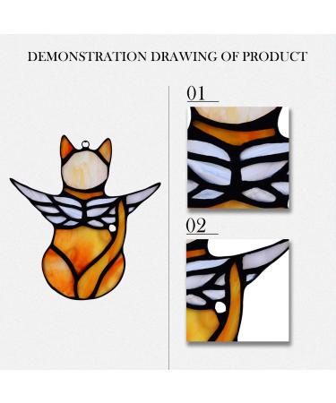 BOXCASA Angel Cat Stained Glass Window Hanging Decor - Memorial Gift Ornament with White Cat Suncatcher Design - Buy Online on GoSupps.com