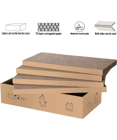4-Pack Reversible Cat Scratch Pad | Durable Recyclable Cardboard | Rest, Grind Claws & Play | Cat Scratcher Box - Buy Online on GoSupps.com
