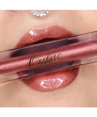 Oulac Clear Glitter Lip Plumper Gloss | Mirror Finish | Moisturizing & Reduce Fine Lines | Non Sticky Lip Gloss for Girls Women | 4.5ml/0.15fl.oz Mauve Pink - Glamorize (C08) - Buy Online on GoSupps.com