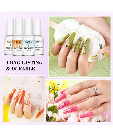 LanFo 15ml Dip Powder Liquid Set - Base, Top Coat, Activator, Brush Saver | Long-Lasting Dipping Powder System Essential Kit - No Nail Lamp Needed | Nail Art Gift - Buy Online on GoSupps.com