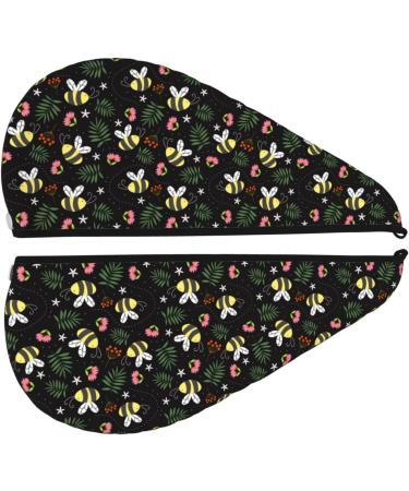 Hair Towel Wrap & Turban - Quick Drying Hair Drying Towel with Button (Bees Design) | Fast International Shipping - Buy Online on GoSupps.com