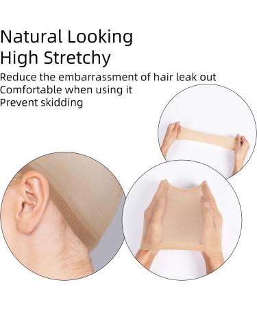 URAQT Nude Wig Caps 4 Pcs - Stretchy Nylon Stocking Cap for Women & Men, Breathable & Ultra Thin Wig Net Cap for Long & Short Hair - Beige - Buy Online on GoSupps.com