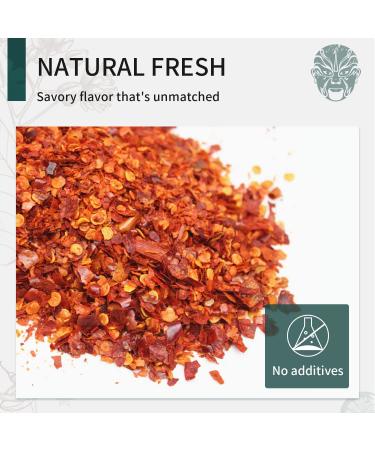 Soeos 7oz Sichuan Chili Flakes - Non-GMO, All Natural, Medium Hot Crushed Red Pepper Flakes | Premium Dried Szechuan Red Chili Pepper Bulk - Buy Online on GoSupps.com