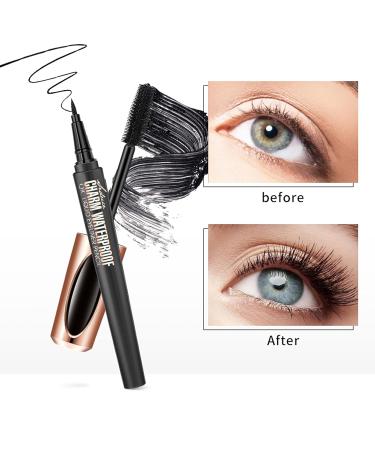 AZLESLONG 4D Silk Fiber Lash Mascara & Eyeliner Set for Waterproof Lengthening and Thickening Eyelashes - Smudge-Proof Eye Makeup for Women - Buy Online on GoSupps.com