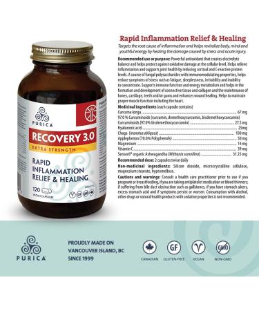PURICA Recovery 3.0 Extra Strength - 120 Capsules for Enhanced Healing & Inflammation Support Magnesium-Rich Formula Ashwagandha Infused Vitamin C Enhanced 120 count (Pack of 1) - Buy Online on GoSupps.com