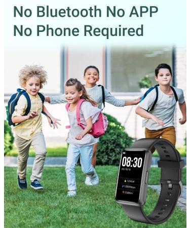 HUAKUA Fitness Tracker Watch - IP68 Waterproof Full Touch Screen Sports Watch for Men Women Kids - Steps Calories Counter Sleep Tracker Alarm Clock - No Bluetooth or App Required (Black) - Buy Online on GoSupps.com