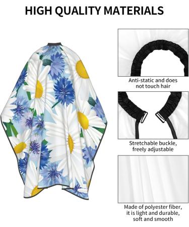 Professional Haircut Cape - Flower Chamomile Blue & White Adjustable Hairdressing Salon Apron - Buy Online on GoSupps.com