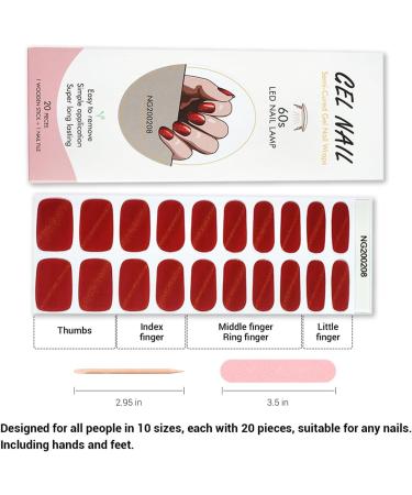 Foyute Semi Cured Gel Nail Strips 20 Pcs Soft Self-Adhesive Gel Nail Polish Wraps Sticker for Salon-Quality Manicure Set Long Lasting Easy to Apply & Remove Nail File & Wooden Stick Cat Eye Red - Buy Online on GoSupps.com