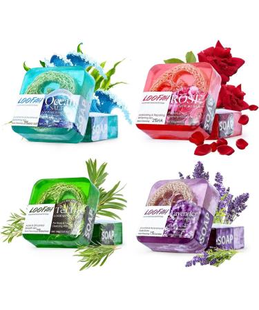 Savon de soin de la peau pour nettoyer et hydrater le contr le du s bum et l' limination de l'acn Savon fait main Loofah naturel Barre de savon botanique Savon hydratant exfoliant pour le visage et l