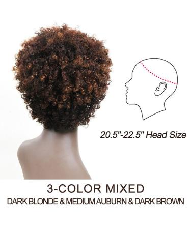 100% Brazilian Hair Afro Wig for Black Women - Short Curly 5 Inch - Dark Blonde, Medium Auburn, Dark Brown - Beauty Personal Care - Buy Online on GoSupps.com