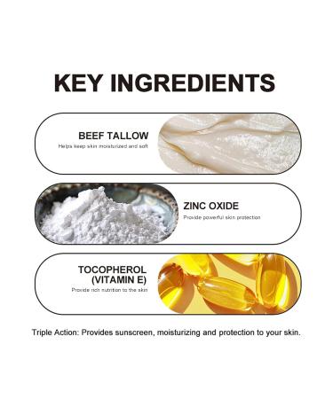 Beef Tallow & Zinc Sun Balm - Non-Greasy Sunscreen for Face & Body Deep Moisturizer Instant Sun Protection 2 Oz - Buy Online on GoSupps.com