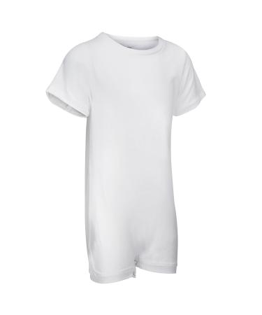 Special Needs Clothing Popper Vest Short Sleeve Bodysuit with Crouch Snap Button Adaptive Clothing For Children with Special Needs Supersoft Cotton Elastane Fabric By Kaycey 5-6 Years White - Buy Online on GoSupps.com
